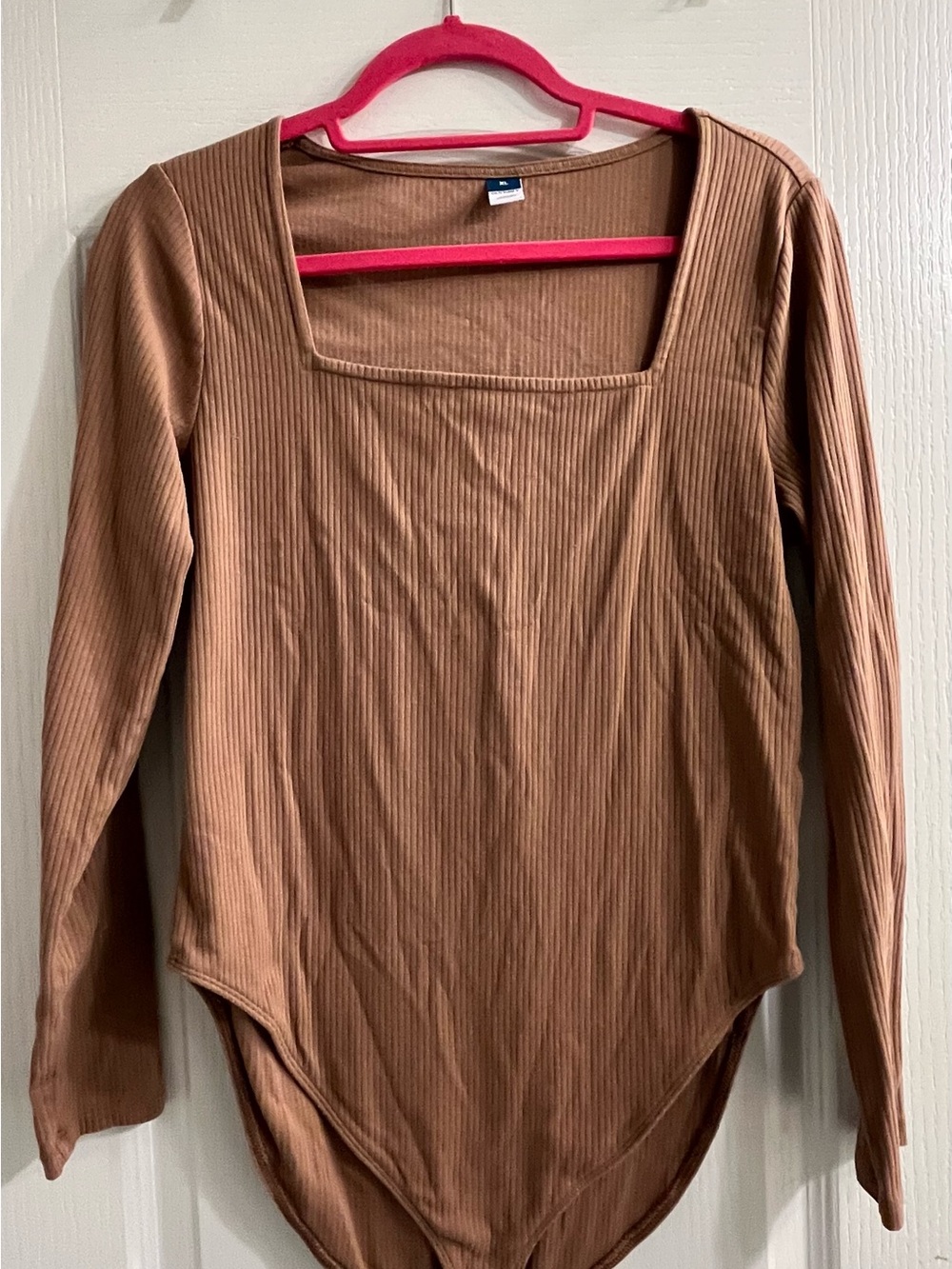 Old Navy Ribbed Square-Neck Long-Sleeve Bodysuit - Brown